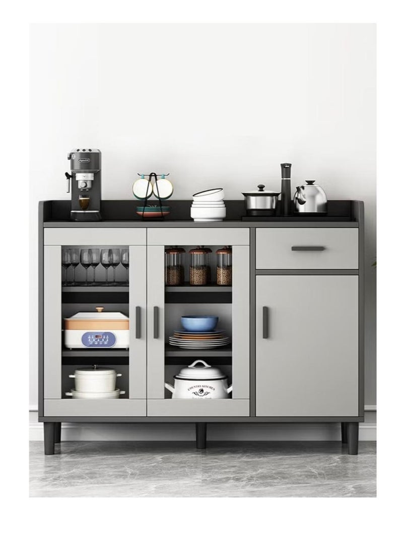 Luxury Home Modern Coffee Corner, Large Storage Capacity Functional Cabinet for Living Room Dining Room Office Kitchen Sideboard Storage Cabinet, Freestanding, Grey - Image 5